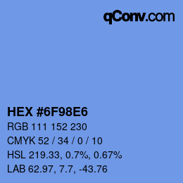 Farbcode: HEX #6F98E6 | qconv.com