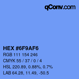 Color code: HEX #6F9AF6 | qconv.com