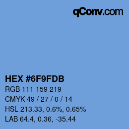 カラーコード: HEX #6F9FDB | qconv.com