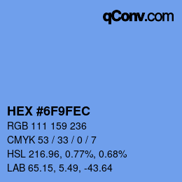 Color code: HEX #6F9FEC | qconv.com