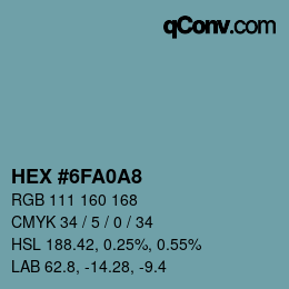 Color code: HEX #6FA0A8 | qconv.com