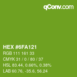 Color code: HEX #6FA121 | qconv.com