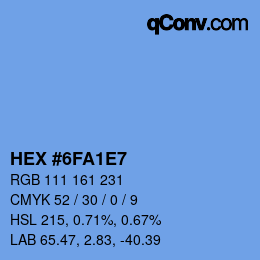 颜色代码: HEX #6FA1E7 | qconv.com