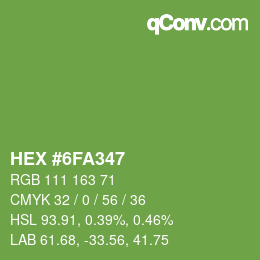 カラーコード: HEX #6FA347 | qconv.com