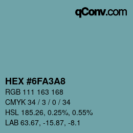Color code: HEX #6FA3A8 | qconv.com