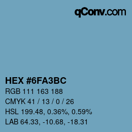 カラーコード: HEX #6FA3BC | qconv.com