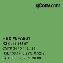 Farbcode: HEX #6FA861 | qconv.com