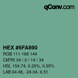 Color code: HEX #6FA890 | qconv.com