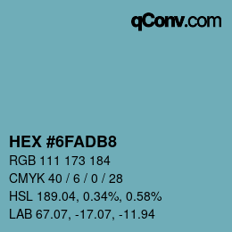 Farbcode: HEX #6FADB8 | qconv.com