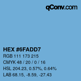 Color code: HEX #6FADD7 | qconv.com