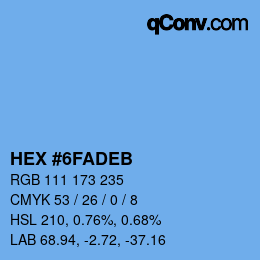 Color code: HEX #6FADEB | qconv.com