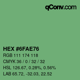 颜色代码: HEX #6FAE76 | qconv.com