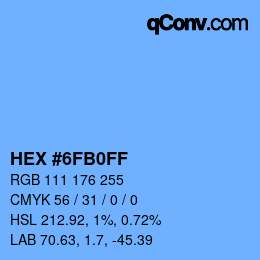 Color code: HEX #6FB0FF | qconv.com