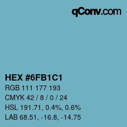 カラーコード: HEX #6FB1C1 | qconv.com