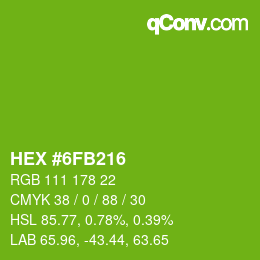 颜色代码: HEX #6FB216 | qconv.com
