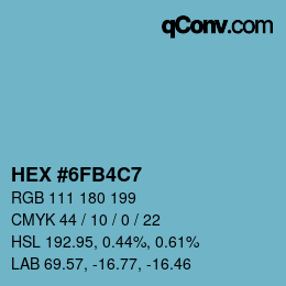 Farbcode: HEX #6FB4C7 | qconv.com