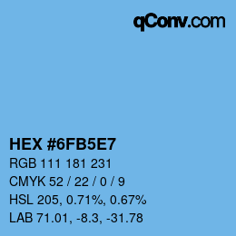 カラーコード: HEX #6FB5E7 | qconv.com