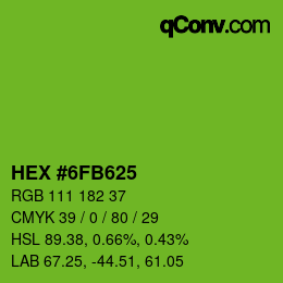 Farbcode: HEX #6FB625 | qconv.com