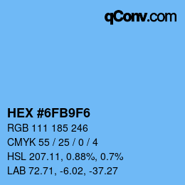 Color code: HEX #6FB9F6 | qconv.com