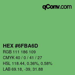 Color code: HEX #6FBA6D | qconv.com