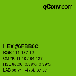 Color code: HEX #6FBB0C | qconv.com