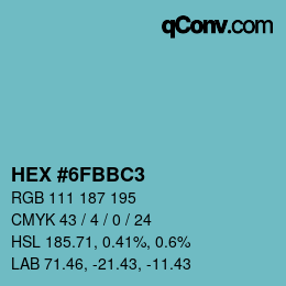 Código de color: HEX #6FBBC3 | qconv.com