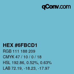 Color code: HEX #6FBCD1 | qconv.com