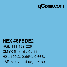 Color code: HEX #6FBDE2 | qconv.com