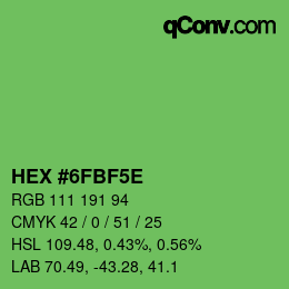 Farbcode: HEX #6FBF5E | qconv.com