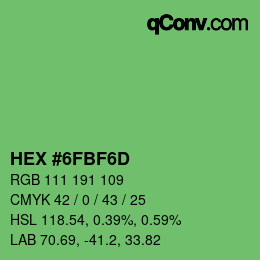 カラーコード: HEX #6FBF6D | qconv.com
