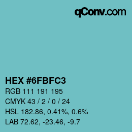 Código de color: HEX #6FBFC3 | qconv.com
