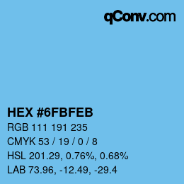 カラーコード: HEX #6FBFEB | qconv.com