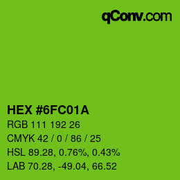 カラーコード: HEX #6FC01A | qconv.com