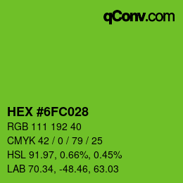 Code couleur: HEX #6FC028 | qconv.com