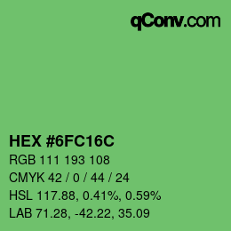 Color code: HEX #6FC16C | qconv.com