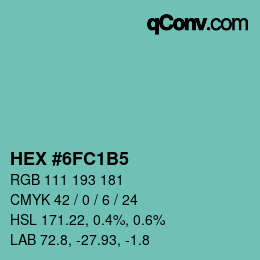 Color code: HEX #6FC1B5 | qconv.com