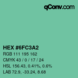 Código de color: HEX #6FC3A2 | qconv.com