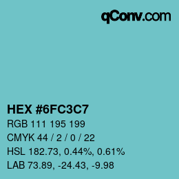 Color code: HEX #6FC3C7 | qconv.com
