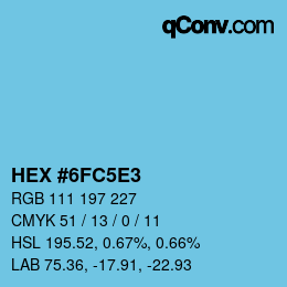 颜色代码: HEX #6FC5E3 | qconv.com