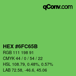 Color code: HEX #6FC65B | qconv.com