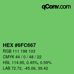 Farbcode: HEX #6FC667 | qconv.com