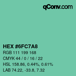 颜色代码: HEX #6FC7A8 | qconv.com