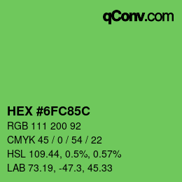 Color code: HEX #6FC85C | qconv.com