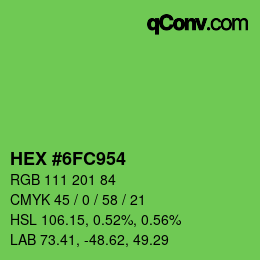 カラーコード: HEX #6FC954 | qconv.com