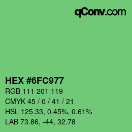 カラーコード: HEX #6FC977 | qconv.com