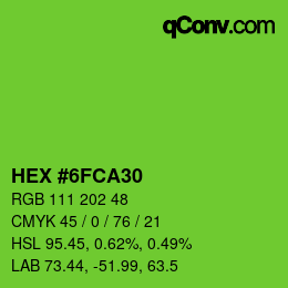 颜色代码: HEX #6FCA30 | qconv.com