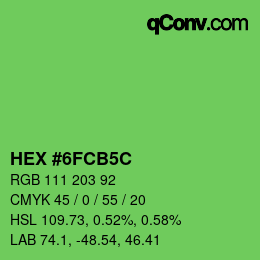 カラーコード: HEX #6FCB5C | qconv.com