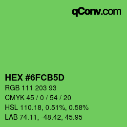 颜色代码: HEX #6FCB5D | qconv.com
