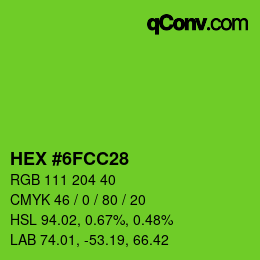 Color code: HEX #6FCC28 | qconv.com