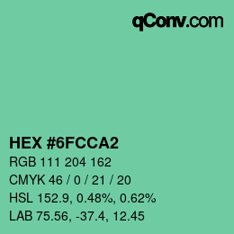 Color code: HEX #6FCCA2 | qconv.com
